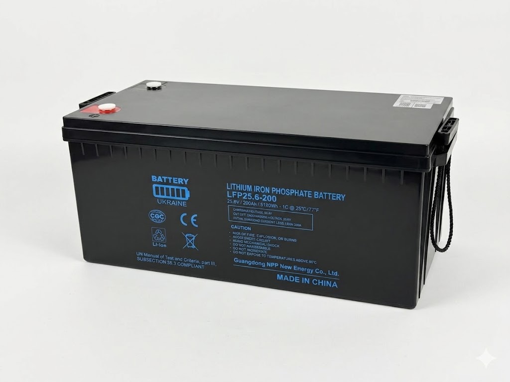 Літій-залізо-фосфатна акумуляторна батарея 25.6V 200Ah (потужність 5120Вт) (VRLA Type) (тм. Battery Ukraine)